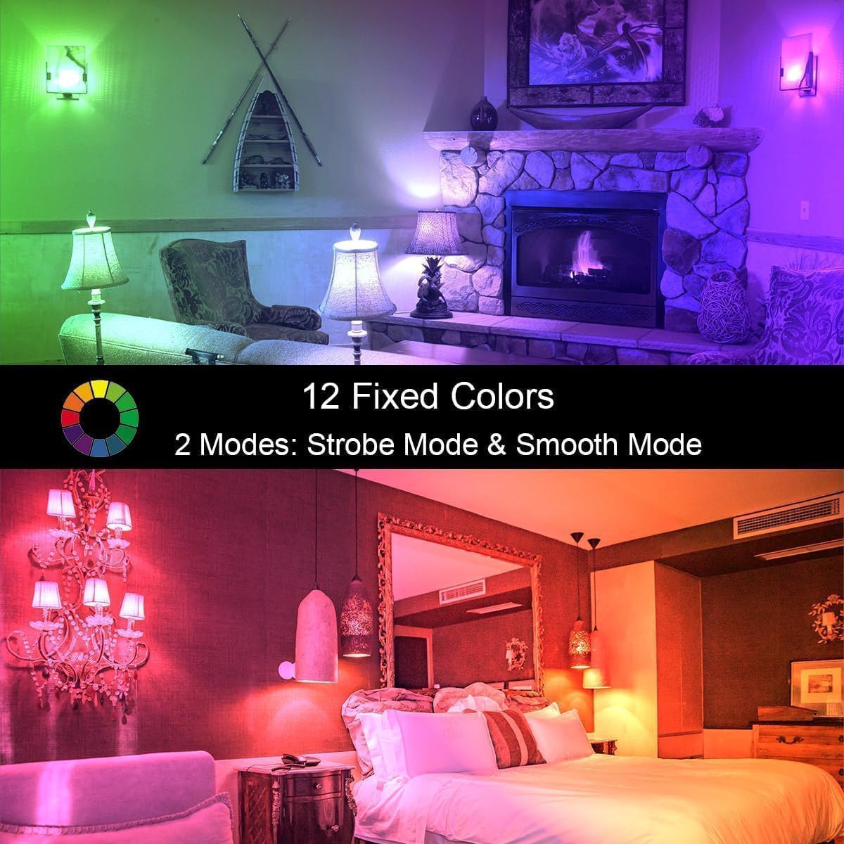 ILC RGB LED Light Bulb, Color Changing 40W Equivalent, Daylight White, 450LM Dimmable 5W E26 Screw Base RGBW, Mood Light Bulb - 12 Color Choices - Timing Infrared Remote Control Included (4 Pack) - Image 2