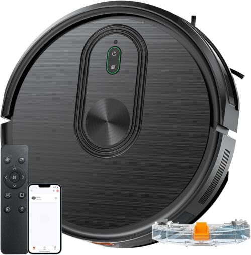 Robot Vacuum and Mop Combo, 2 in 1 Mopping Robotic Vacuum with Schedule, App/Bluetooth/Voice, Max Suction 3200Pa, Self-Charging Robot Vacuum Cleaner, Slim, Ideal for Pet Hair, Hard Floor, Carpet