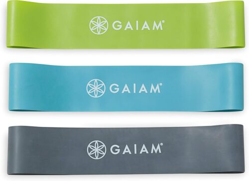 Gaiam Restore Mini Band Kit, Set of 3, Light, Medium, Heavy Lower Body Loop Resistance Bands for Legs and Booty Exercises & Workouts, 12″ x 2″ Bands