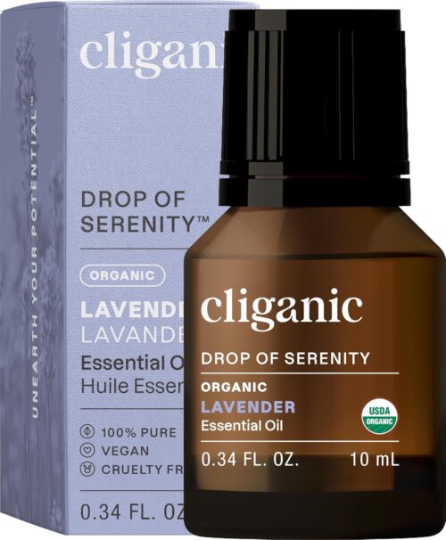 Cliganic USDA Organic Lavender Essential Oil – 100% Pure Natural Undiluted, for Aromatherapy Diffuser | Non-GMO Verified (Packaging May Vary)