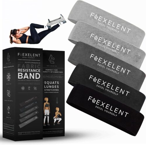 Fabric Resistance Bands for Working Out – Workout Bands Set for Legs, Glutes, and Thighs Ideal for Men & Women, Fitness Bands with 5 Resistance Levels