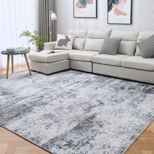 8×10 Area Rugs for Living Room Rug Washable: Abstract Large Rug for Dining Room Bedroom Carpet Non Slip 8 by 10 Indoor Modern Nursery Home Office Blue Grey