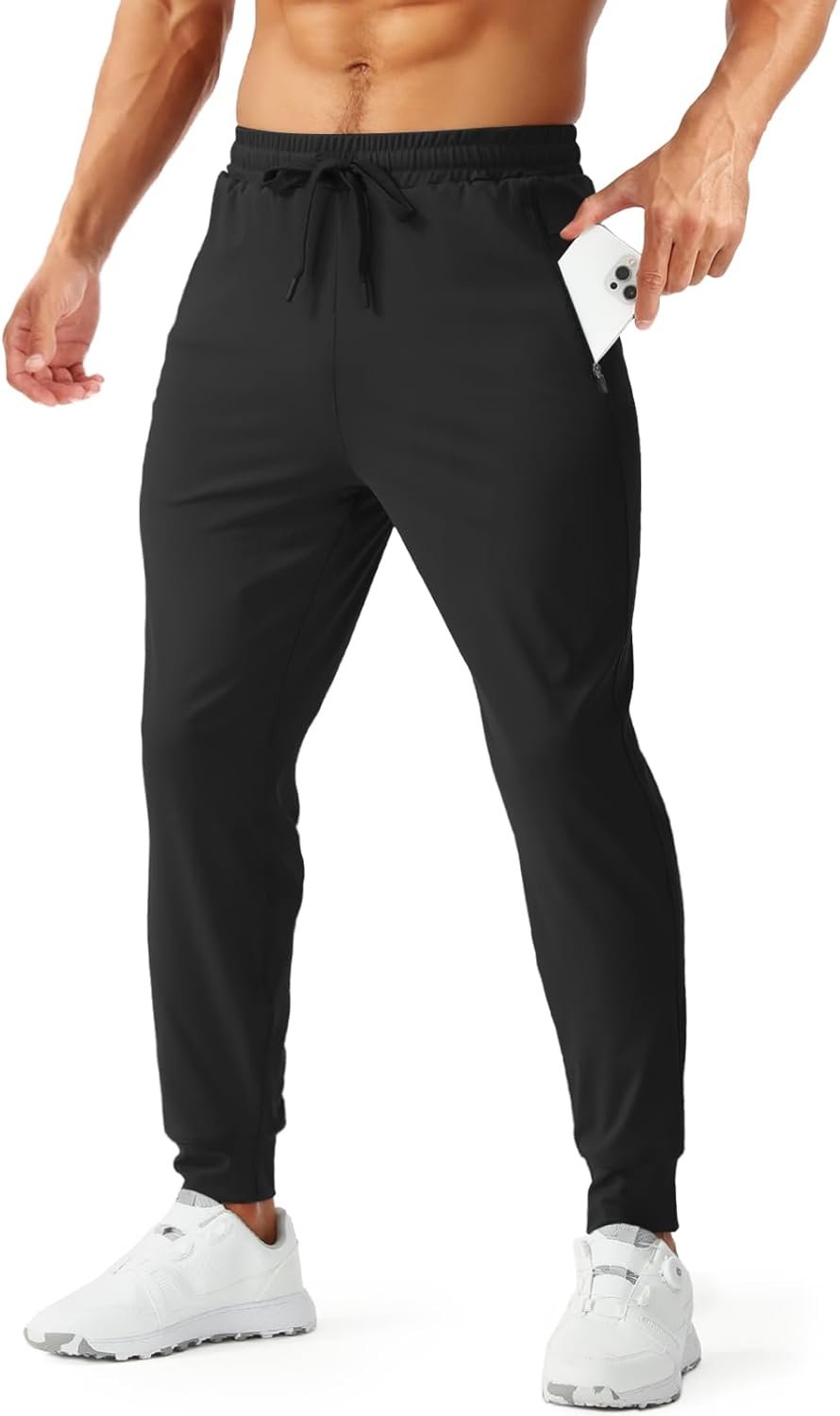 Aolesy Men’s Joggers Sweatpants with Zipper Pockets Stretch Athletic Gym Pants for Workout, Running, Golf (Fleece & Regular)