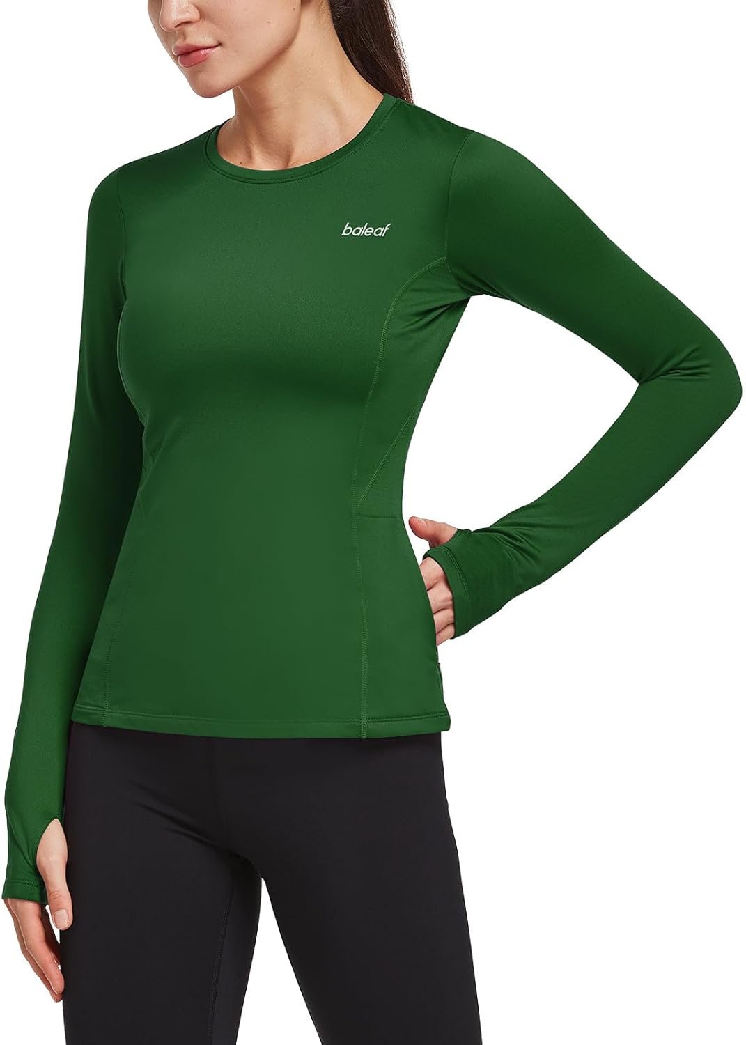 baleaf Thermal Shirts for Women Long Sleeve Fleece Tops Running Workout Cold Weather Gear Compression Zipper Pocket