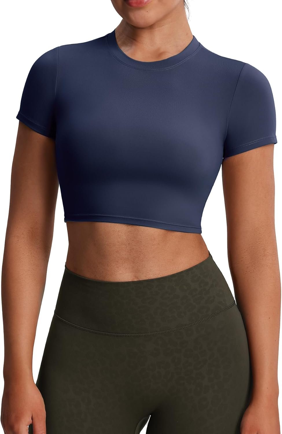 Aoxjox Short Sleeve Crop Tops for Women Classic Longline Baby Tee Workout T Shirt Top