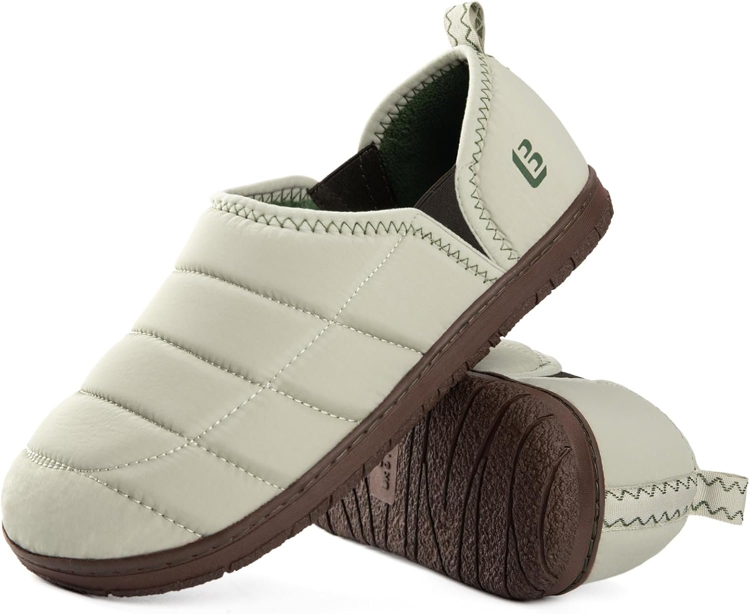 LongBay Men’s Outdoor Slippers Two Tone Warm Memory Foam Slip On Indoor House Shoes bedroom Loafers