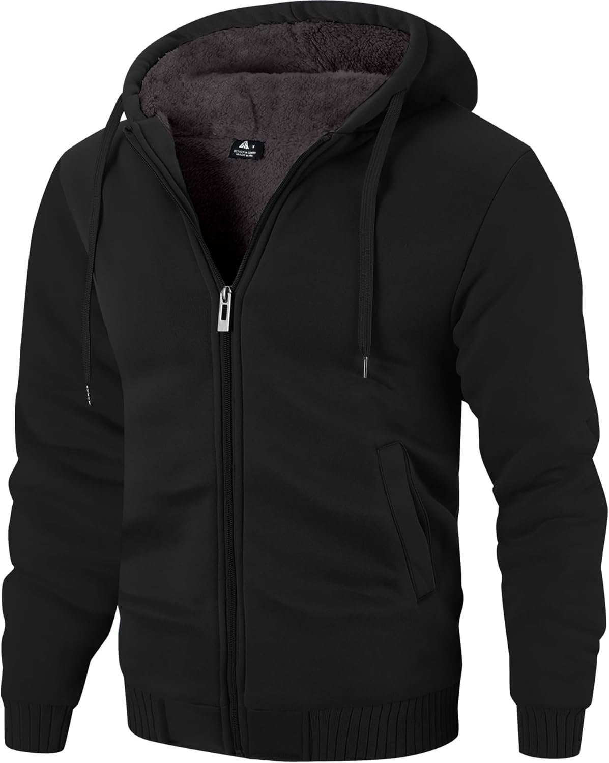 ZITY Men’s Zip Up Hoodie Heavyweight Winter Sweatshirt Fleece Sherpa Lined Warm Jacket