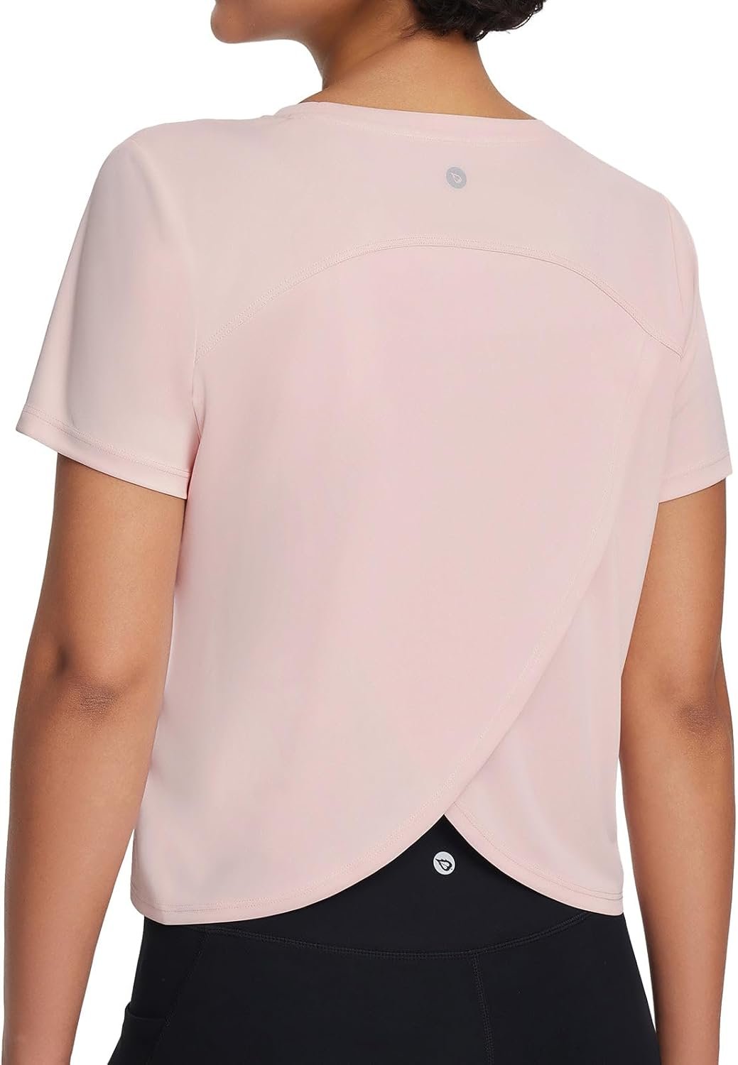 baleaf Women’s Workout Tops Athletic Shirts Cropped Short Sleeve Split Back Running Gym Quick Dry Sun Protection UPF 50+