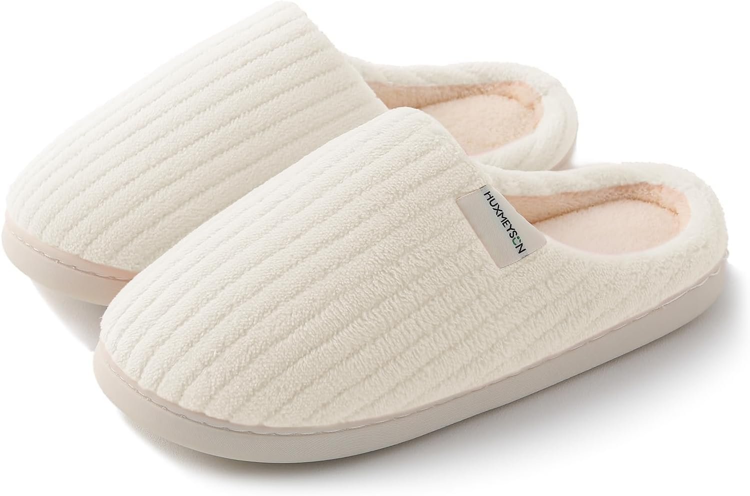 HUXMEYSON Slippers for Women, Warm Memory Foam Comfy House Slippers with Anti-Skid Rubber Sole for Indoor and Outdoor