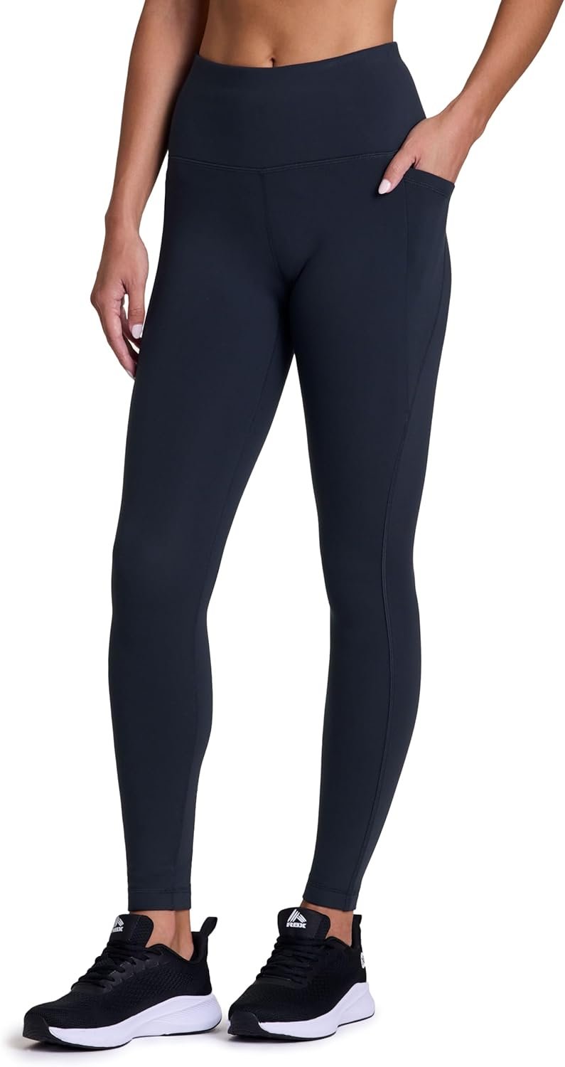 Avalanche Women’s Fleece Leggings with Waistband Pocket, Full Length Fleece Lined Hiking Legging Yoga Pants with Pockets