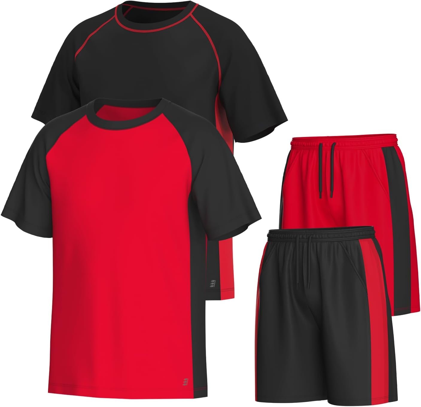 Men’s Gym Clothes Set – 4-Pcs Athletic Outfits w/ 2 Workout Shirts & 2 Shorts – Lightweight, Quick-Dry, Breathable