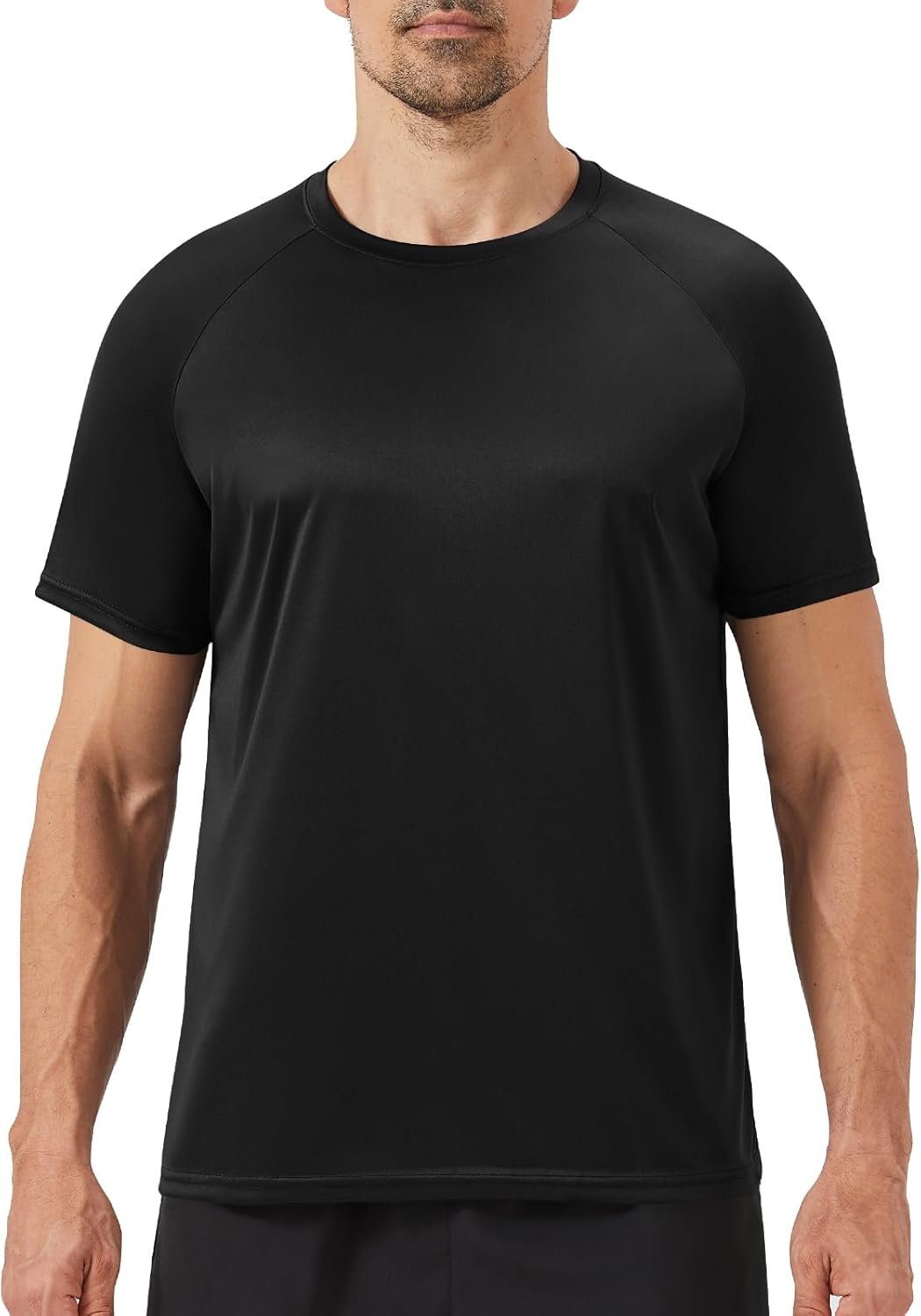 Workout Mens Shirts – Casual Black Quick Dry Moisture Wicking T-Shirts Crew Neck Short Sleeve for Gym Athletic Running