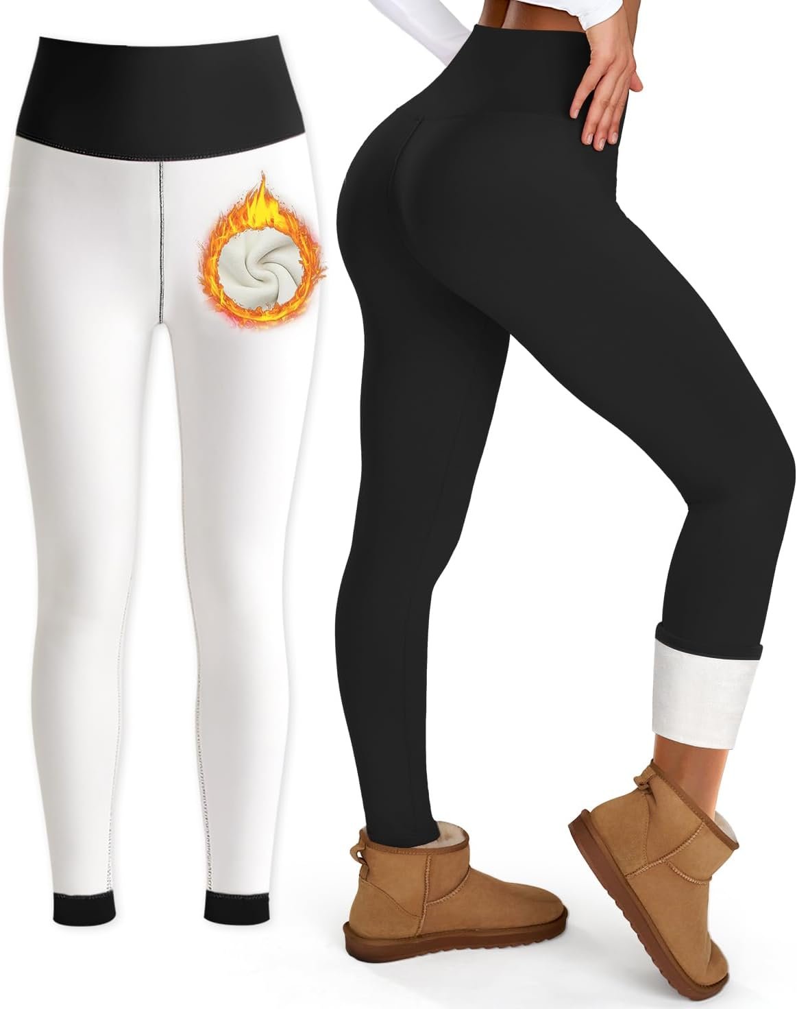 Bluemaple Women’s Fleece Lined Leggings High Waisted Tummy Control Thermal Warm Winter for Women Workout Yoga Pants