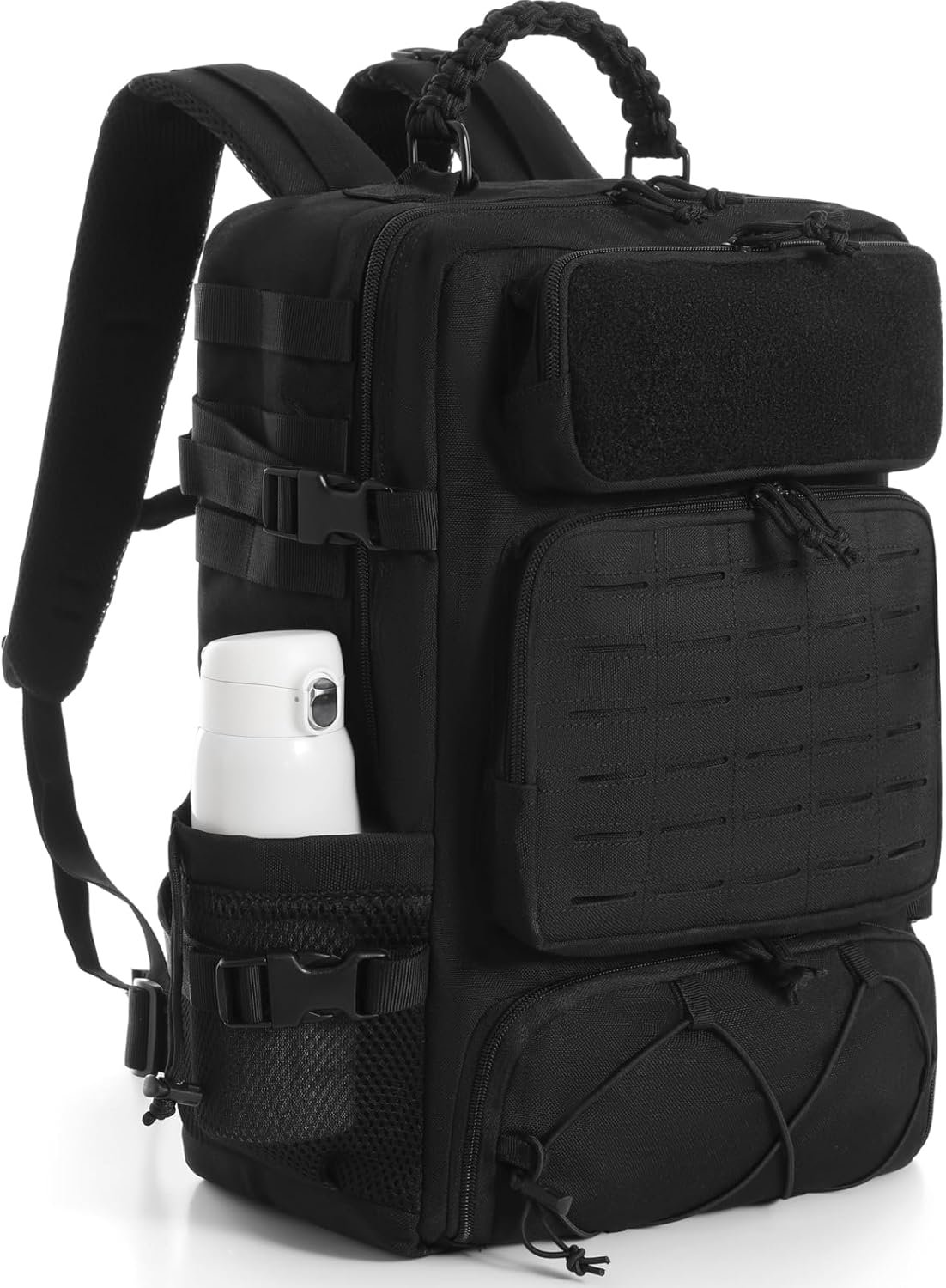 Tactical Military Backpack, Large Capacity Molle System, Multi-Compartment Design with Shoe Storage, Black (black)