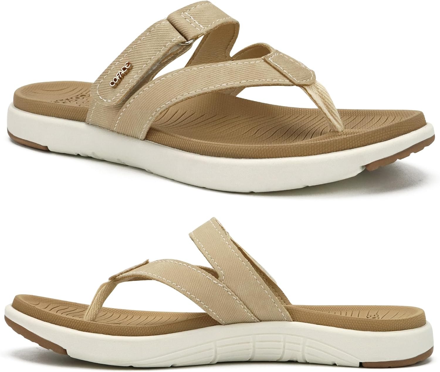 COFACE Womens Fashion Orthotic Flip Flops Ladies Slip On Lightweight Athletic Yoga Mat Cushion Thong Sandals With Comfortable Plantar Fasciitis Arch Support