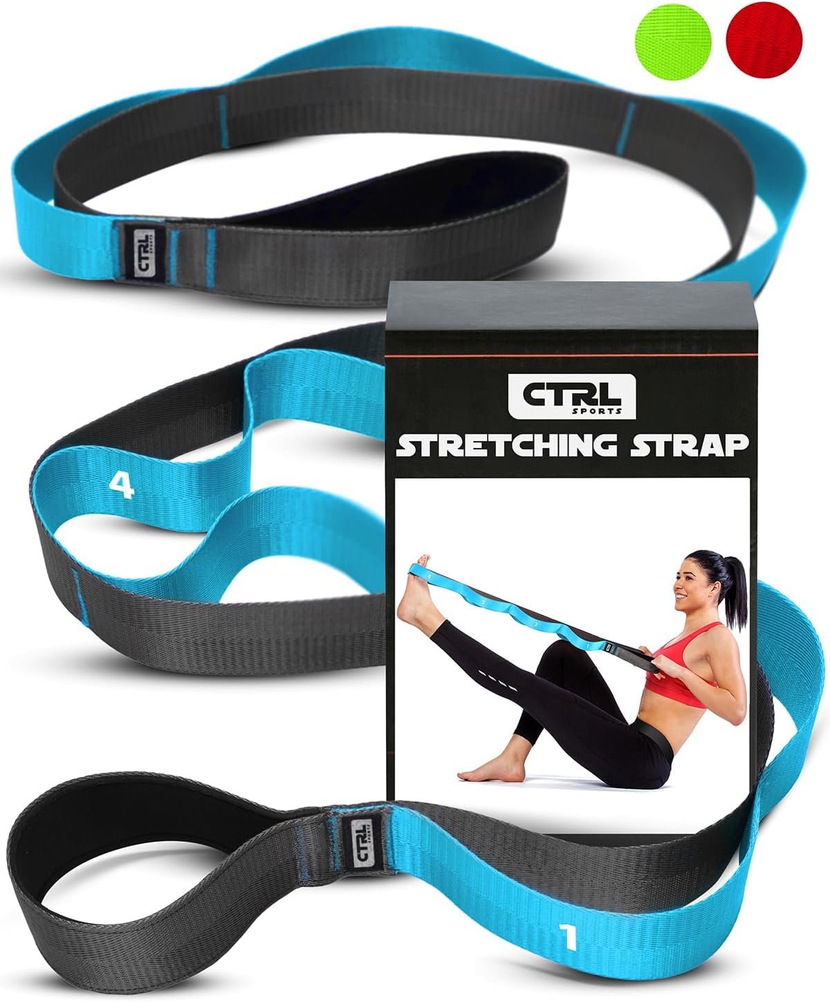 Stretching Strap with Loops – Non Elastic Stretch Band for Physical Therapy, Yoga Strap for Stretching Equipment, Stretch Bands for Exercise and Flexibility – Fascia, Hamstring & Leg Stretcher Belt