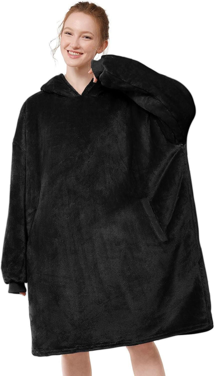 LetsFunny Blanket Hoodie,Oversized Wearable Sherpa Fleece Blanket Sweatshirt,Super Soft Warm Cozy with Giant Pocket,Gifts for Women Men Adults Teenagers, One Size Fits All
