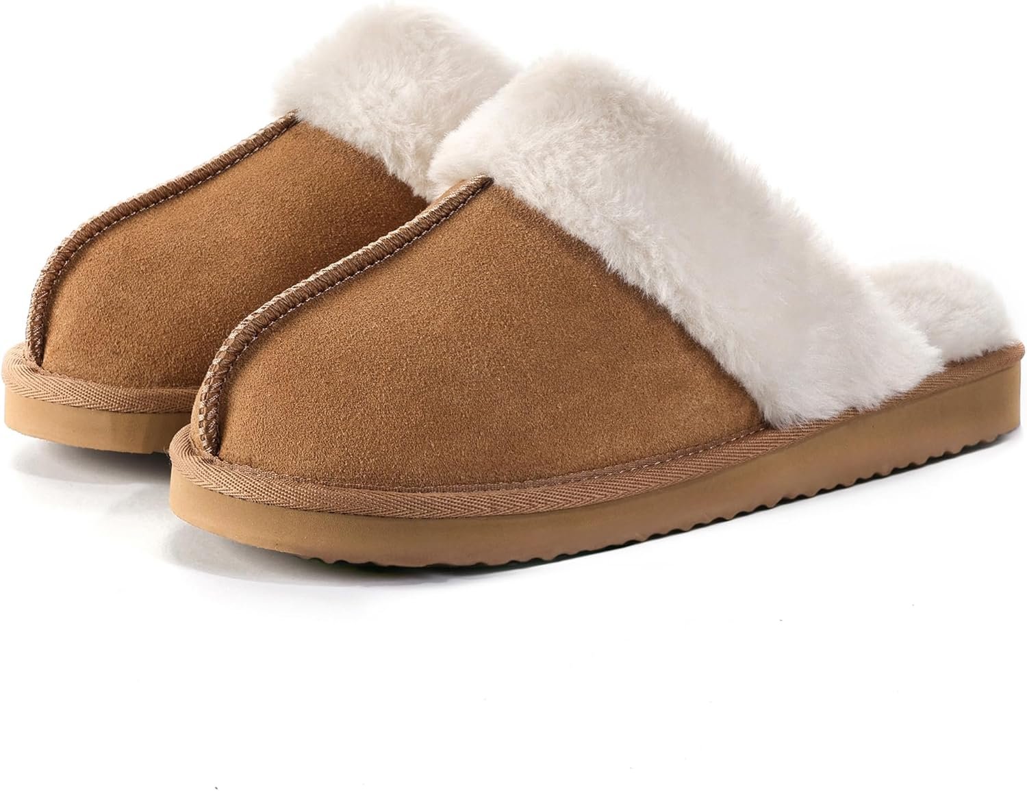 OOW Fuzzy Slippers for Women Cozy Faux Fur House Shoes Winter Warm Memory Foam Slippers for Indoor and Outdoor