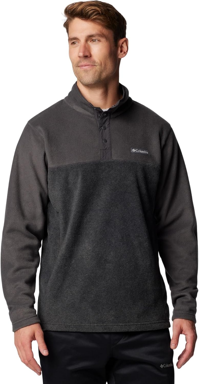 Columbia Mens Steens Mountain Half Snap Fleece Jacket, Charcoal Heather/Shark, Medium