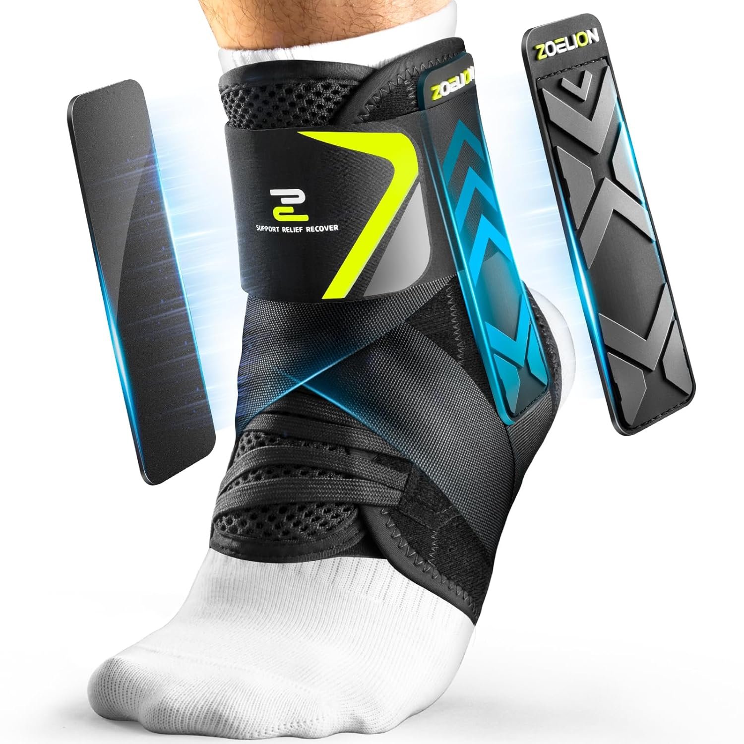 Quick Lace Up Ankle Brace with Side Stabilizing Pads, Slim Fit Ankle Support Brace, Adjustable & Breathable Ankle Support for Men Women, Ankle Stabilizer for Sprain,Injury Recovery,Sports,M