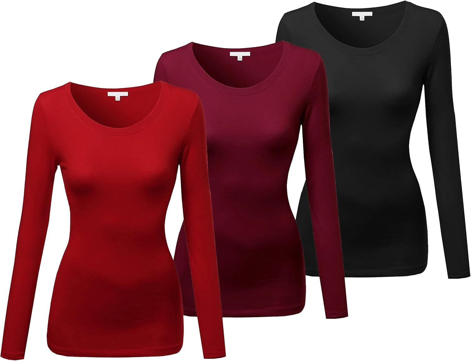 Emmalise Women’s Basic Athletic Fit Tshirt Long Sleeves Round Crew Neck Tee