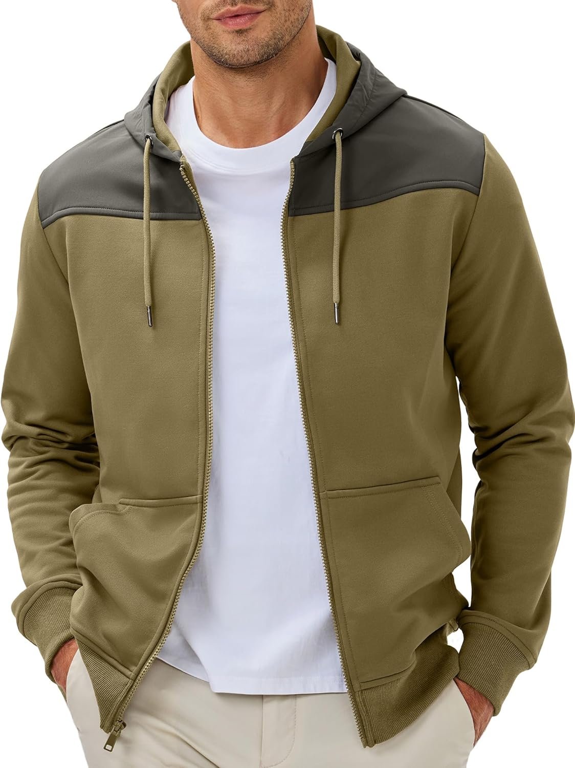 JMIERR Men Hoodie 2025 Zip Up Fall Casual Warm Drawstring Hooded Jacket with Pockets Workout Hiking Sweatshirt