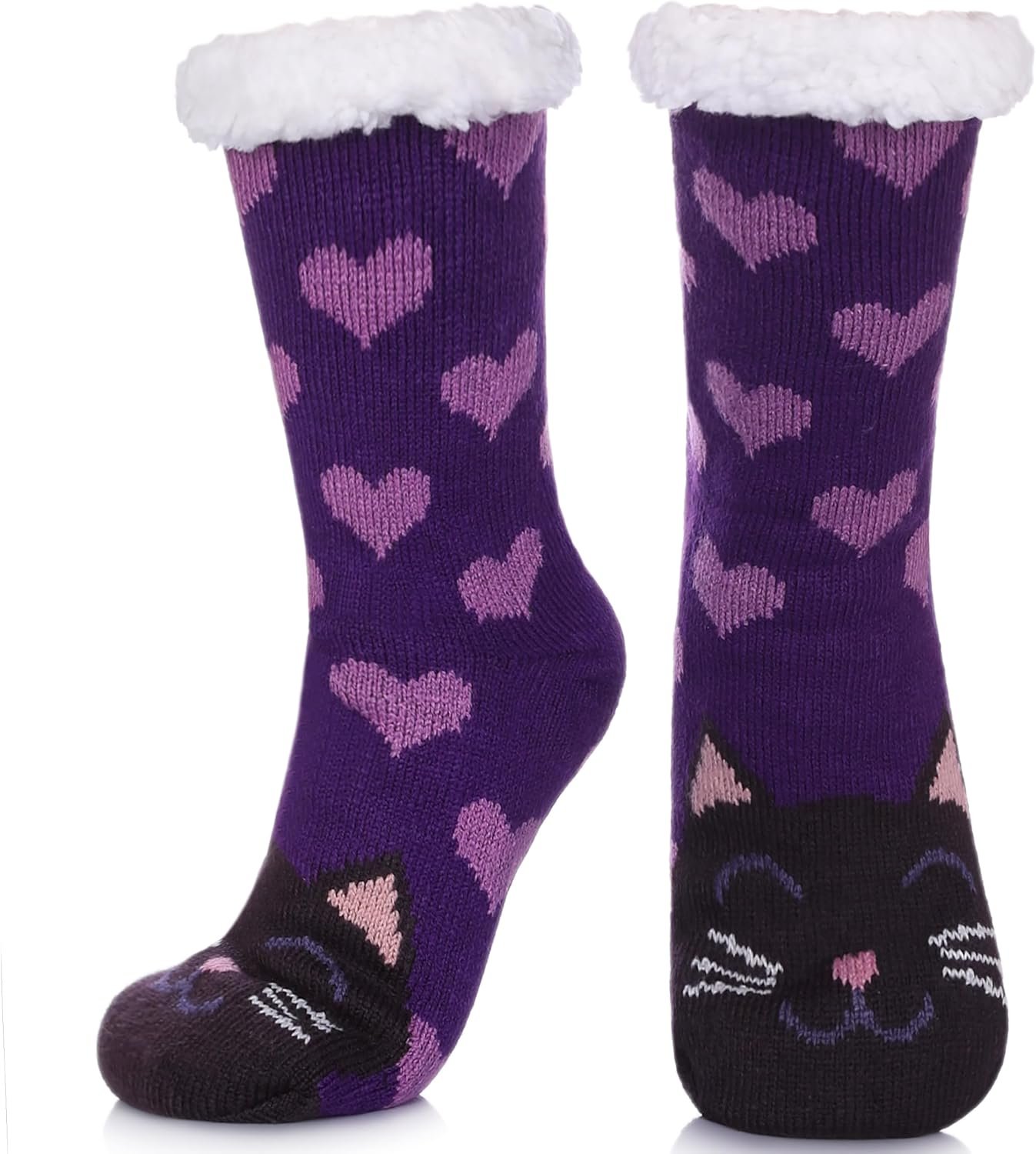 POEATEZO Womens Slipper Socks Soft Warm Fluffy Winter Fleece Lined Sherpa Socks