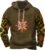 Mens Hooded Sweatshirt Vintage American Element Long Sleeve Fall Hoodie Classic Drawstring Front Pocket Pullover